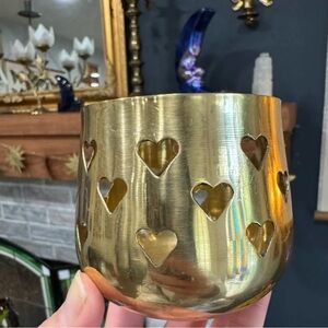 Vintage Brass Heart Candle Holder